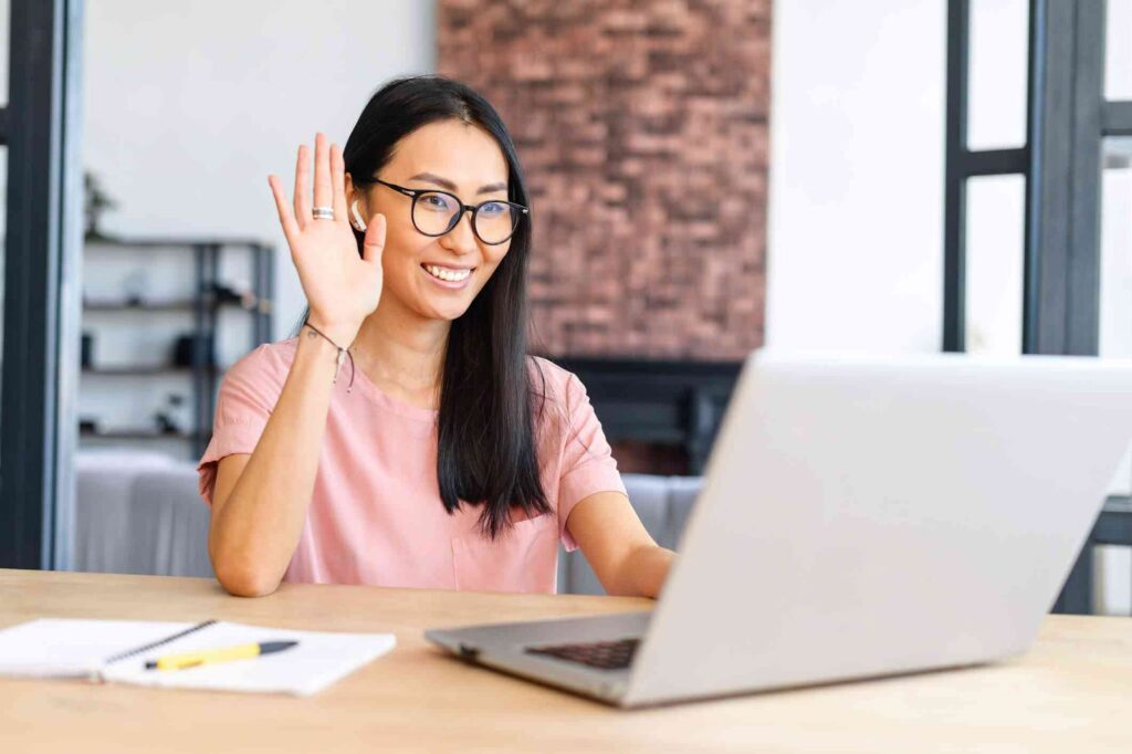 Woman on video call during virtual psychiatry session