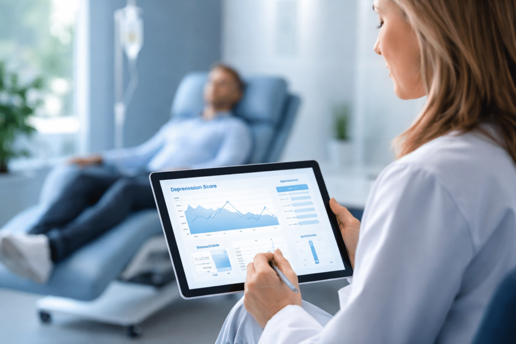 ketamine therapy progress, ketamine treatment monitoring, ketamine therapy for depression, IV ketamine tracking outcomes, ketamine infusion therapy results, depression treatment progress tracking, PHQ-9 ketamine therapy, MADRS ketamine outcomes, ketamine therapy effectiveness, ketamine treatment response rates, mental health progress monitoring, ketamine therapy maintenance, treatment resistant depression ketamine, ketamine therapy evaluation, psychiatric monitoring ketamine