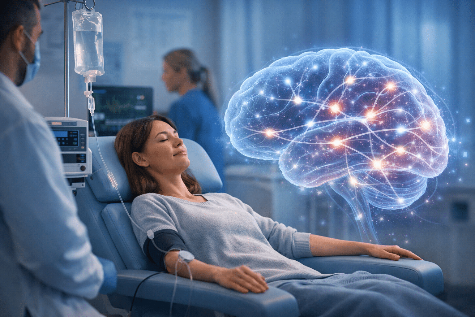 ketamine infusion therapy, how ketamine works for depression, IV ketamine treatment, ketamine therapy mechanism, treatment resistant depression ketamine, ketamine vs antidepressants, glutamate depression treatment, ketamine infusion process, depression treatment options, ketamine therapy session what to expect, ketamine neuroplasticity, rapid antidepressant ketamine, IV ketamine protocol, mental health treatment innovations, ketamine therapy explained