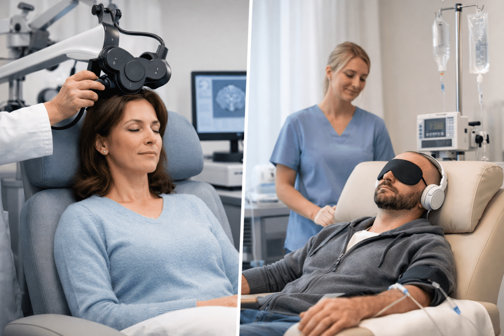 TMS vs ketamine therapy, TMS or ketamine depression treatment, treatment resistant depression options, transcranial magnetic stimulation vs ketamine, ketamine therapy vs TMS, depression treatment alternatives, TMS therapy benefits, ketamine infusion therapy depression, Spravato vs TMS, psychiatry treatment options depression, non medication depression treatment, rapid acting depression treatment, mental health treatment comparison, TMS therapy Sacramento, ketamine therapy Sacramento