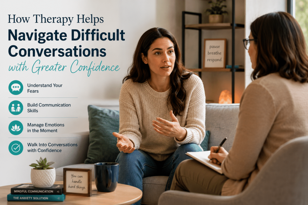 Mental health therapy session focused on communication skills, emotional regulation, and managing anxiety.