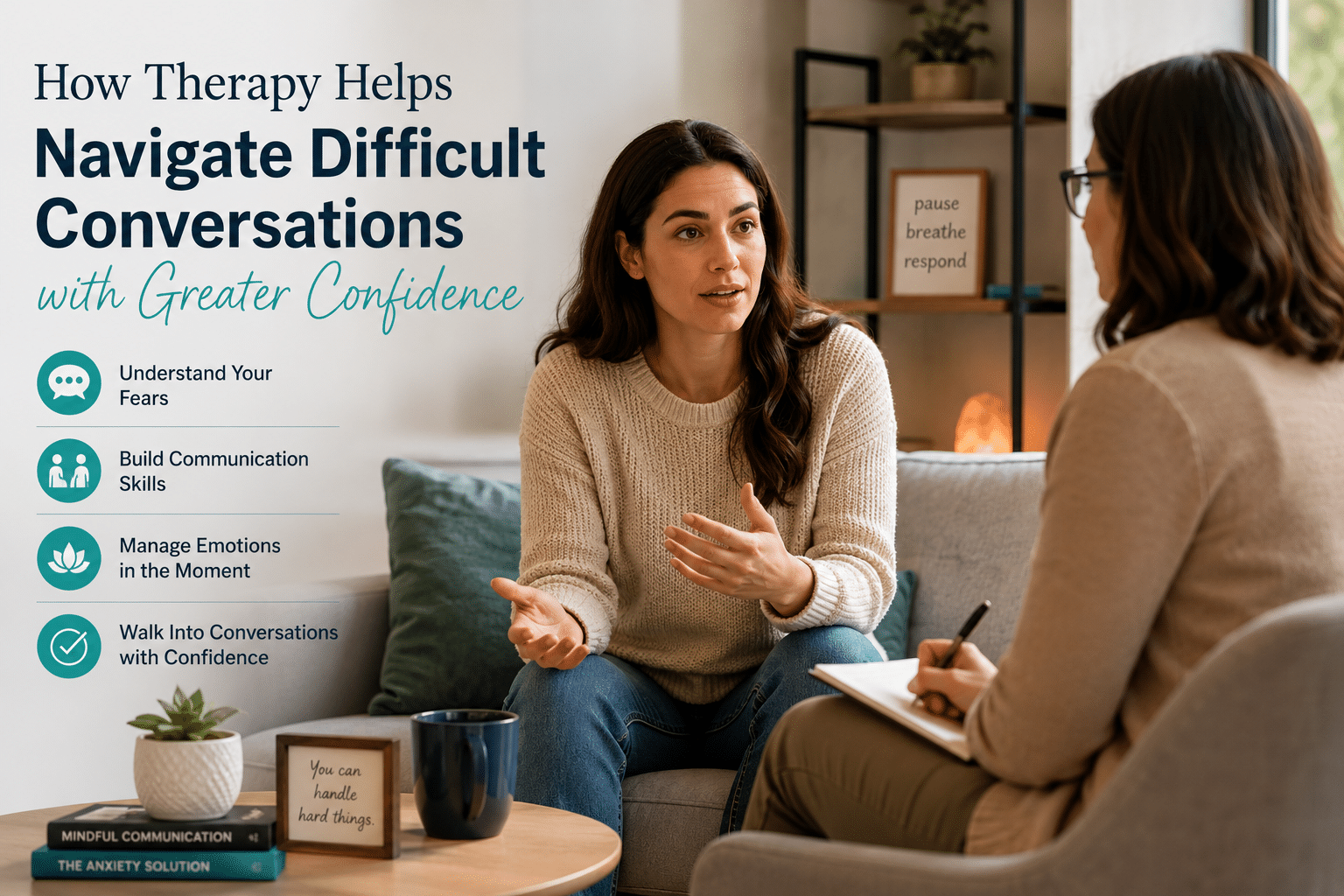 Mental health therapy session focused on communication skills, emotional regulation, and managing anxiety.